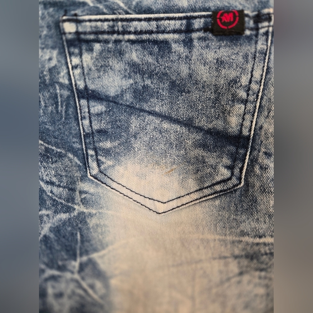 Mecca Acid Washed Crinkle Lines Skinny Stretch Fit Boys Size 12 - Picture 4 of 6